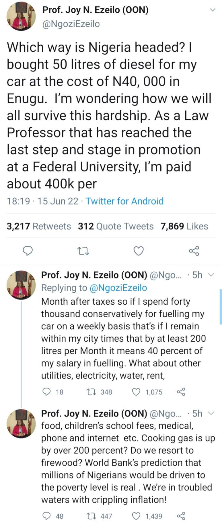 'Which way is Nigeria headed?' - Woman laments after spending N40K on diesel to fill her car