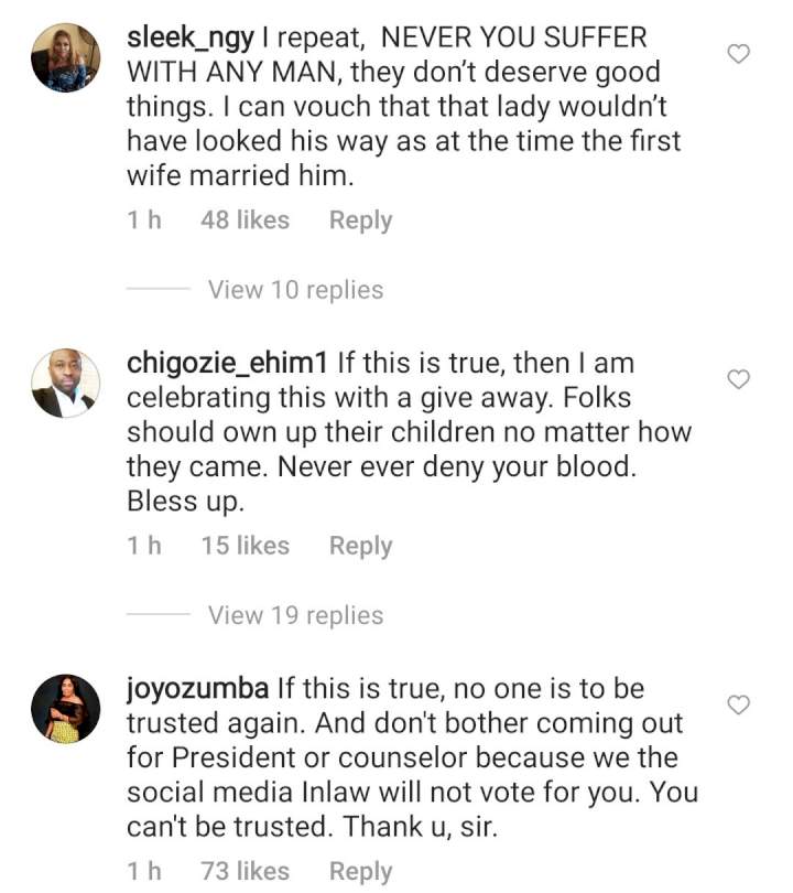 Nigerians troop to Yul Edochie's IG account to react following news he welcomed a child with actress Judy Austin Muoghalu