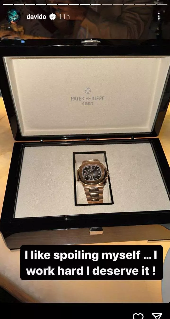 'I work hard, I deserve it' - Davido says as he buys himself a Patek Phillipe wristwatch