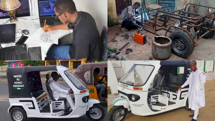 Young man builds tricycle from scratch in Kano (Photos)