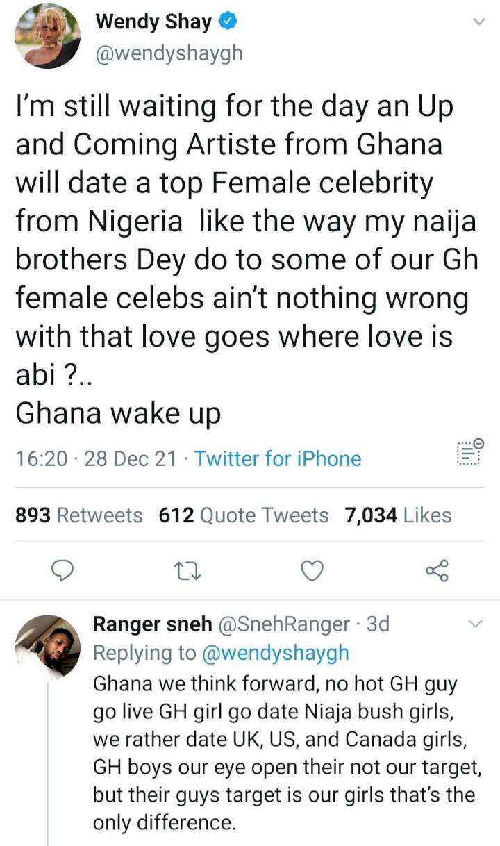 Tacha slams Ghanaian singer, Wendy Shay, at the brink of starting another Nigeria-Ghana fight