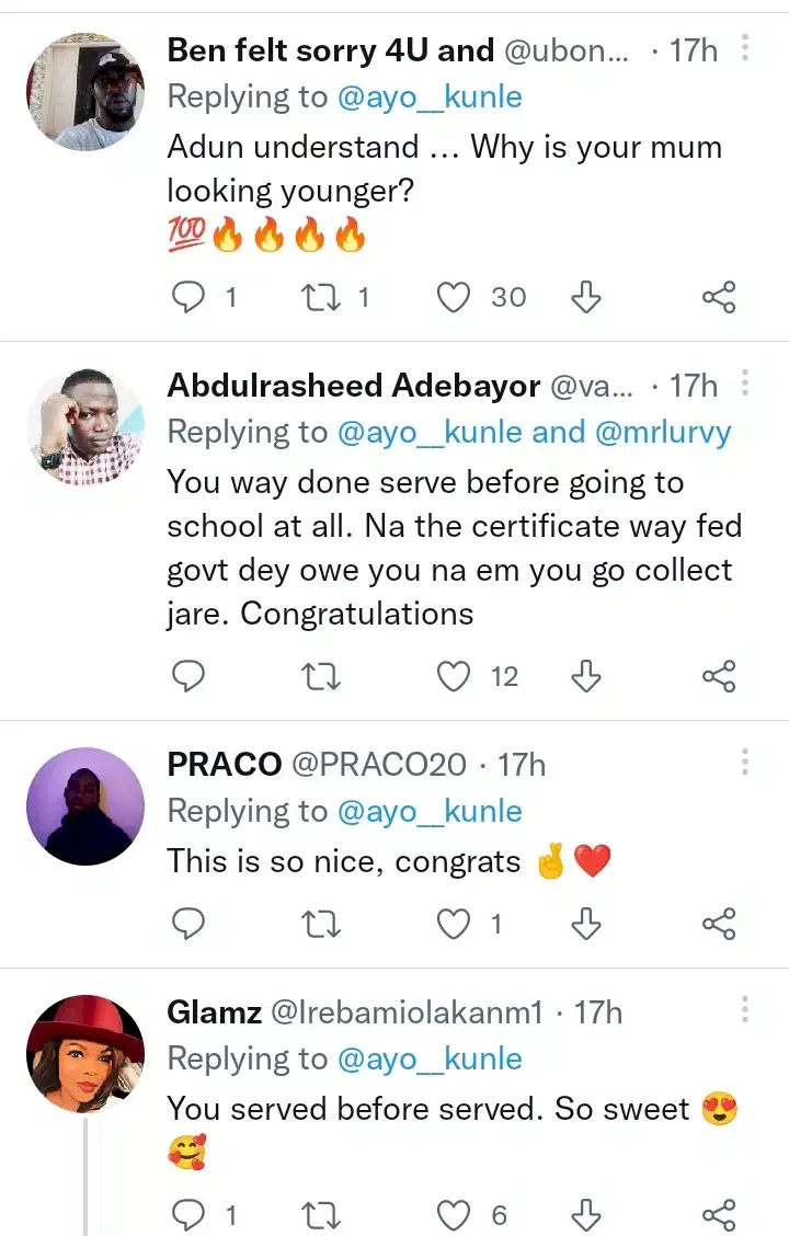 'He served twice' - Reactions as corper shares adorable throwback with mum