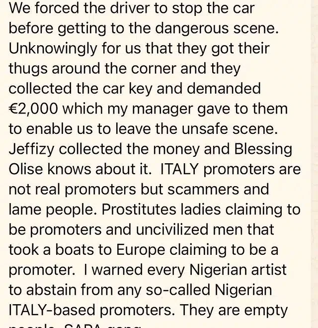 'Na where dem dey spray money I dey perform not where they are shooting' - Portable roars after narrowly escaping attack in Italy (Video)