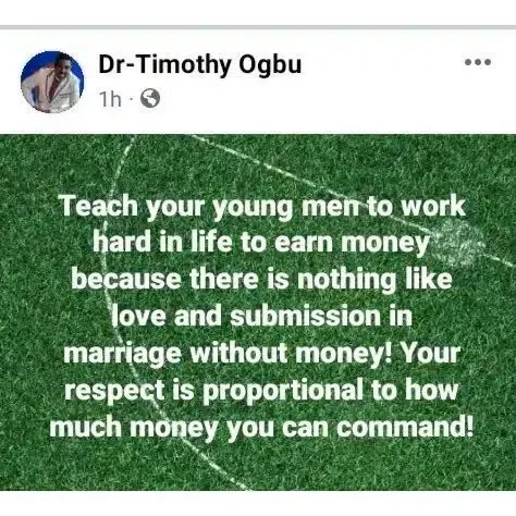 'There is nothing like love and submission in marriage without money; teach young men to work hard to earn' - Pastor counsels