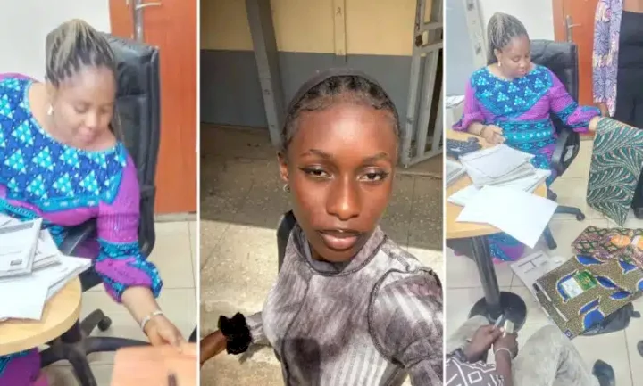 Female banker makes customers wait in queue as she purchases fabrics inside banking hall (Video)