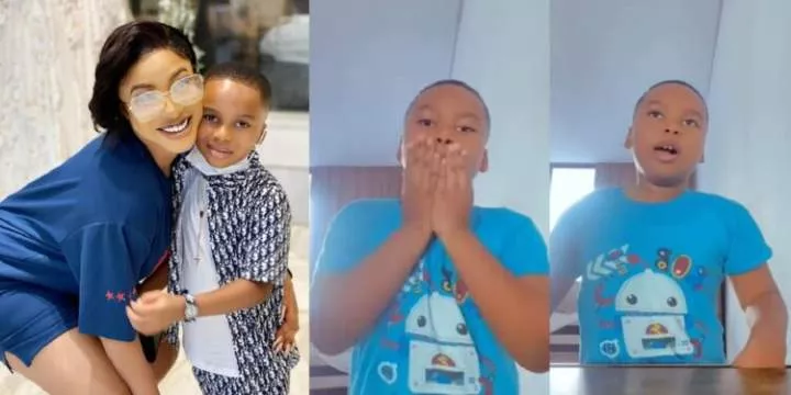 "I wish for a miracle" - Actress Tonto Dikeh's son, King Andre says powerful prayer for mother in heartwarming video (Watch)