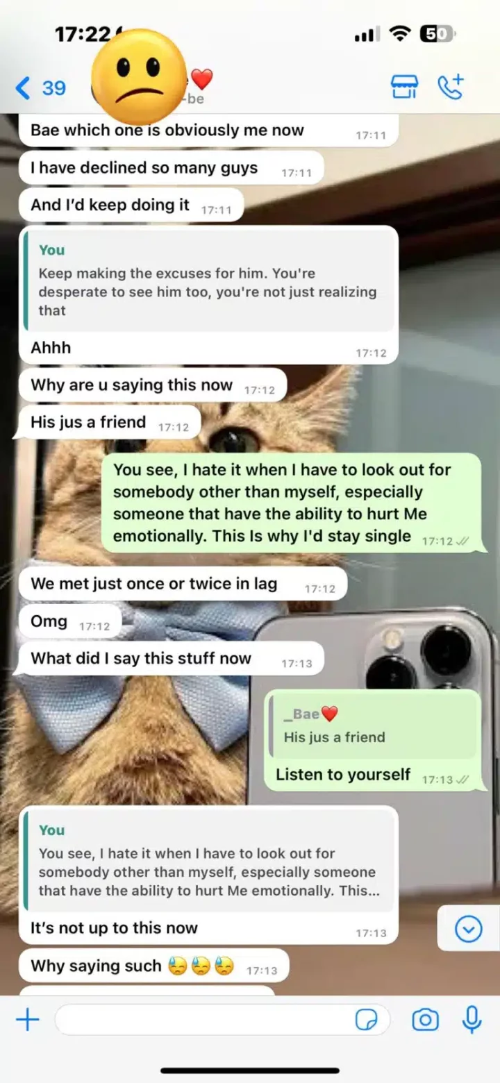 'Relationship is not for me' - Man laments as his girlfriend begs for permission to go spend time with Abuja guy