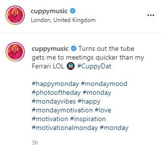 DJ Cuppy reveals why she uses public transport instead of her Ferrari