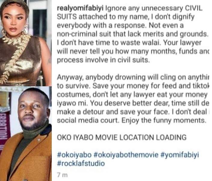 'Save your money for TikTok' - Yomi Fabiyi fires back at Iyabo Ojo's N100M lawsuit