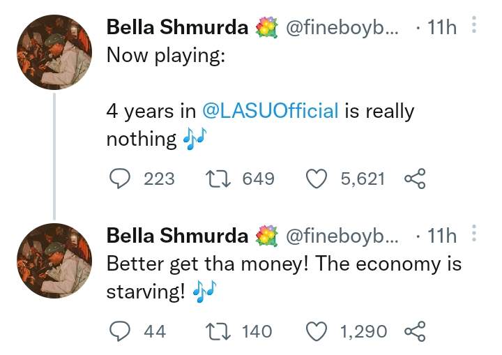 '4 years in LASU is really nothing' - Bella Shmurda replies LASU after they begged him to return to class and earn his degree
