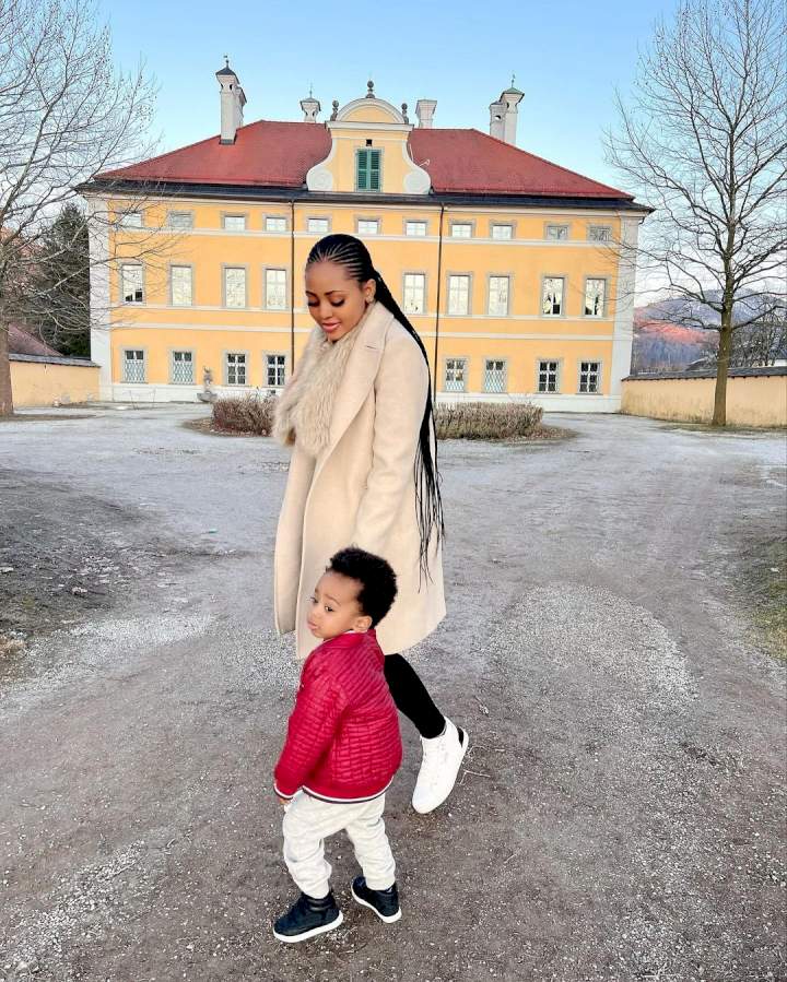 Regina Daniels drops cute pictures of herself and son, Munir as they visit Austria (Photos)