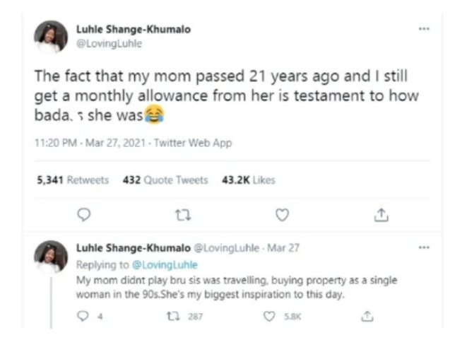 How my mother who died 21 years ago still pays me monthly allowance - Lady shares