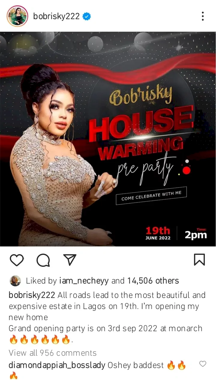 Bobrisky tackles critics as she finally announces dates for her N450M mansion housewarming parties