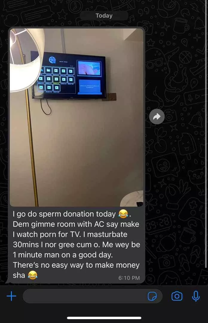 Broke Nigerian man shares his experience after visiting a sperm bank to donate his sperm in Germany
