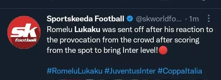 JUV 1-1 INT: Why Lukaku Is Trending After The Game