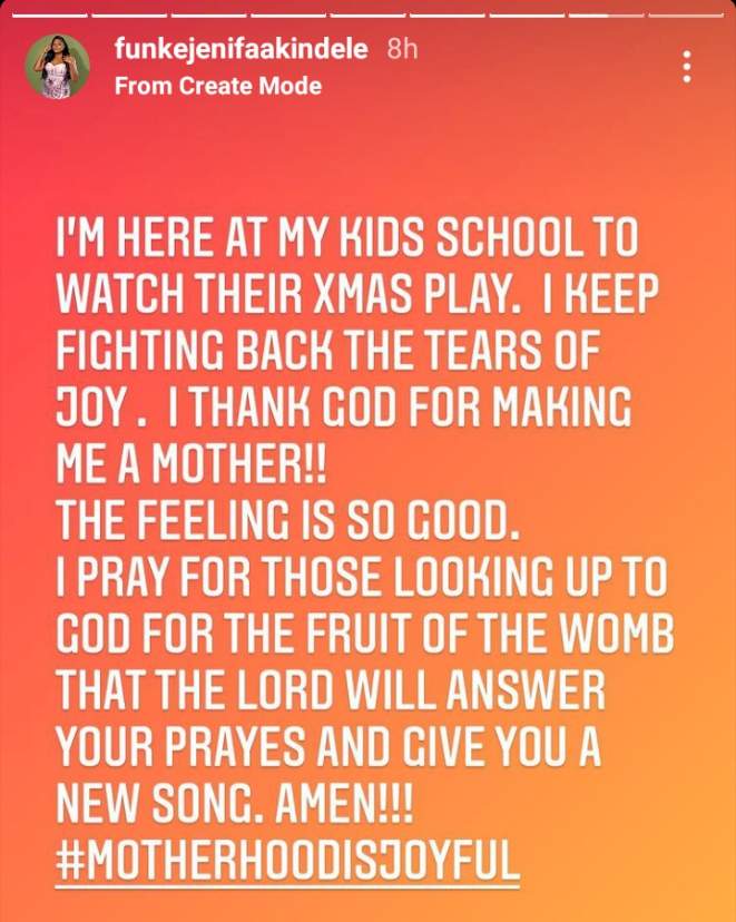 Reactions as Funke Akindele breaks down in tears after visiting her kids' school, shares emotional experience