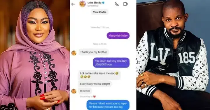 "What are you doing with this guy?" Angela Okorie exposes Uche Elendu's chat with Uche Maduagwu