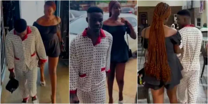 Boy goes on a romantic date with girlfriend in pyjamas he bought for N15K