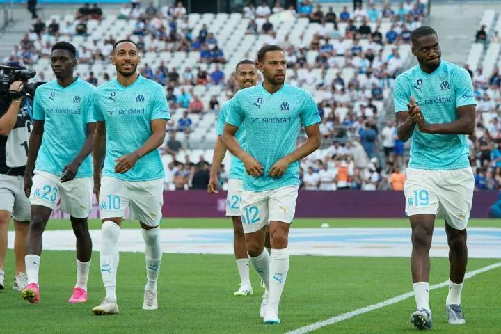 Marseille's Ismaila Sarr, Pierre-Emerick Aubameyang, Renan Lodi and Goeffrey Kondogbia - Imago