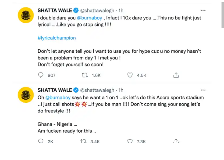You want to sing rubbish; it's a fist battle - BurnaBoy rejects Shatta Wale's freestyle challenge; says he wants to fight him