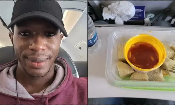 Daniel Regha boards flight with 'yam and palm oil' to avoid poor airline's refreshments