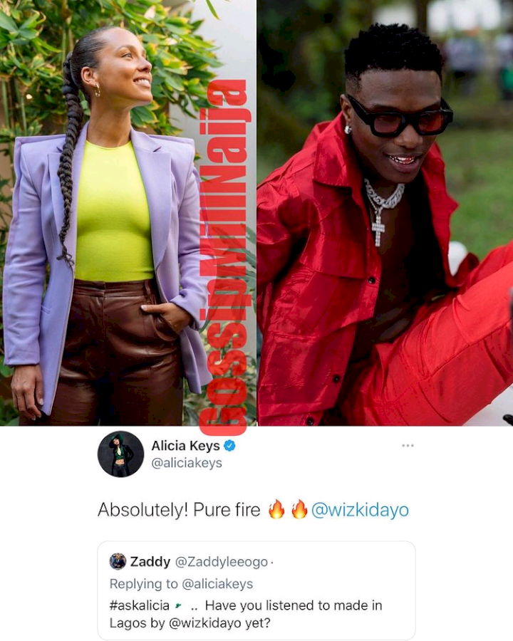 Alicia Keys Lauds Wizkid's 'Made In Lagos' Album