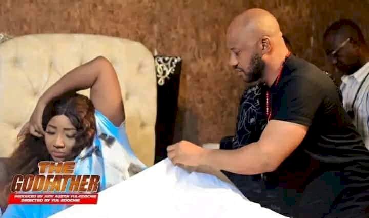 Judy Austin gets tongues wagging as she shares moments with Pete Edochie, hubby on movie set, Yul reacts