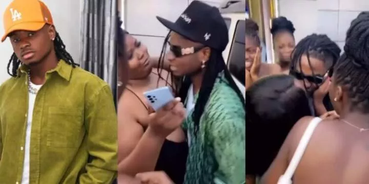 "Don't kiss me oo" - Singer, Lil Kesh warns female fans desperate to hug him in a queue (Video)