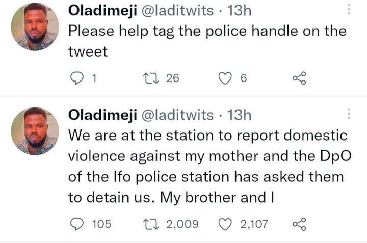 DPO of Ifo police station asked them to detain my brother and I when we went to report my father for domestic violence against my mother - Forensic biologist cries out from station