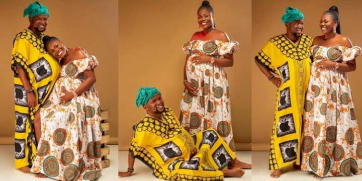 Man rocks fake baby bump as he joins his wife in her maternity shoot (Photos)