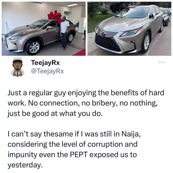 Nigerian in Diaspora claps back at man who berated him for celebrating his new car and saying he couldn