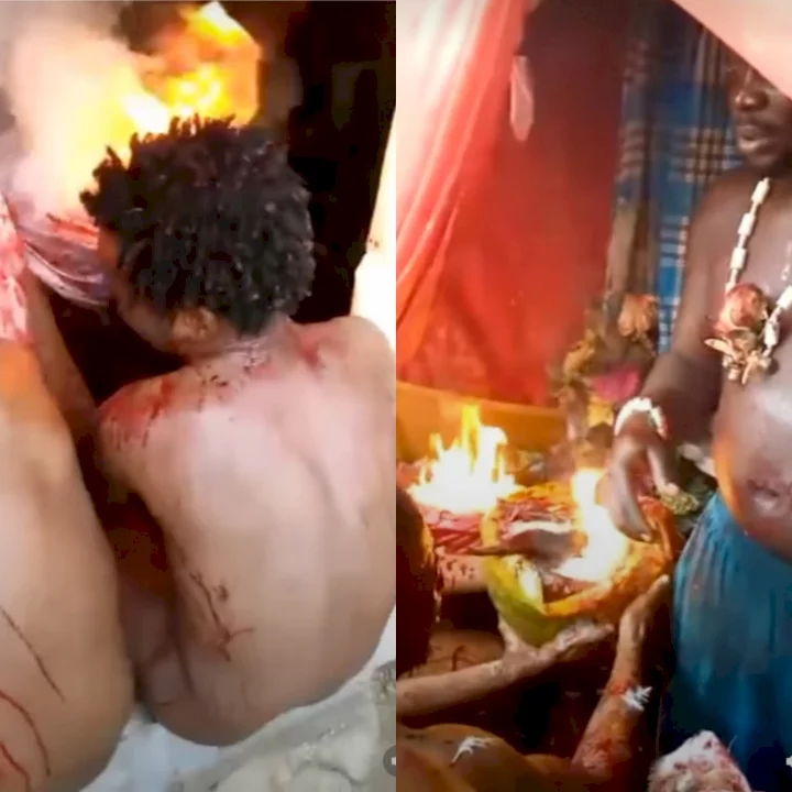 Naked men undergo torturous pain while visiting a native doctor to get rich (video)