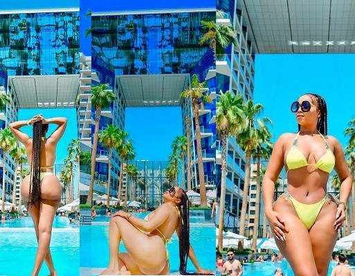 Actress Onyii Alex parades her curves in two-piece bikini as she vacations in Dubai (photos)