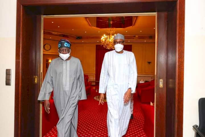 'He is an exceptional leader' - Tinubu visits Aso Rock, hails President Buhari