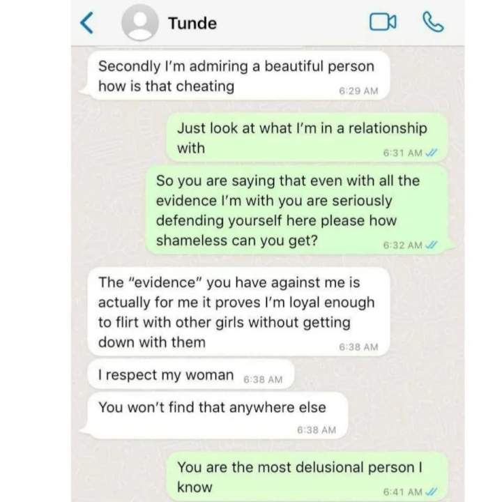 'Flirting is not cheating; it's proof that I respect you' - Nigerian man tells girlfriend after she confronted him with evidence of his flirting with her female friend (Screenshots)