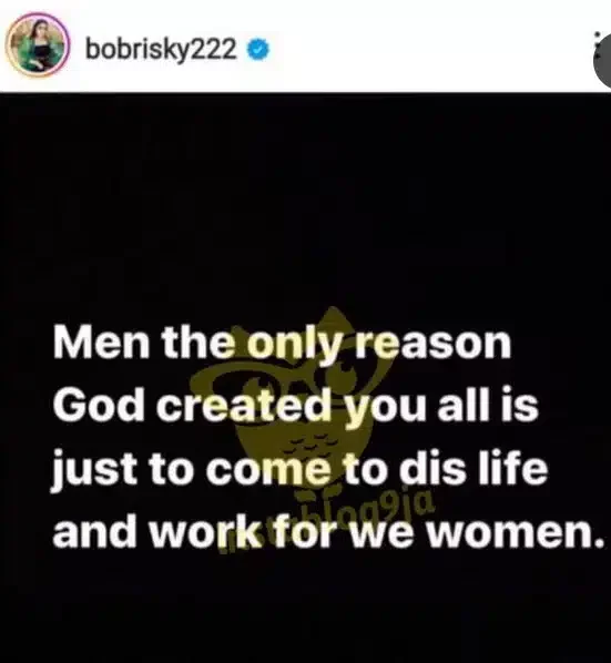 Bobrisky officially 'becomes' a woman, reveals why God created men