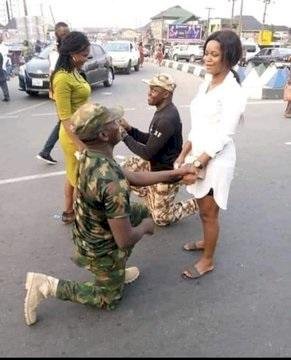 Love in the air: Ladies say “Yes” to their Nigerian soldier boyfriends