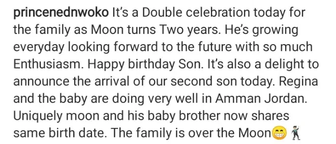 Ned Nwoko reacts as Regina Daniels' welcomes second child on her son's birthday, reveals gender