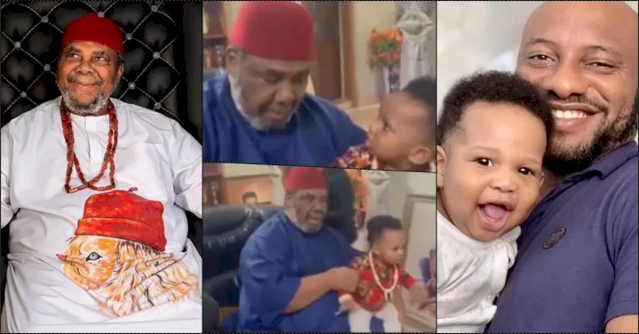Netizens react as Pete Edochie meets Yul's son with second wife for the first time (Video)