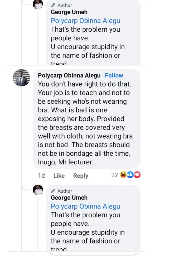 'No bra, no class - Nigerian university lecturer threatens to expel 'braless' female students from his class