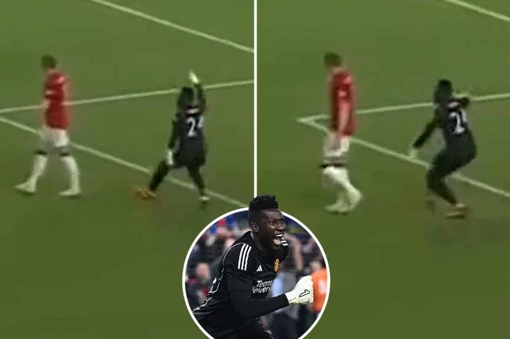 Furious Andre Onana berates Harry Maguire as Man Utd defender's error almost leads to another goal for Borussia Dortmund