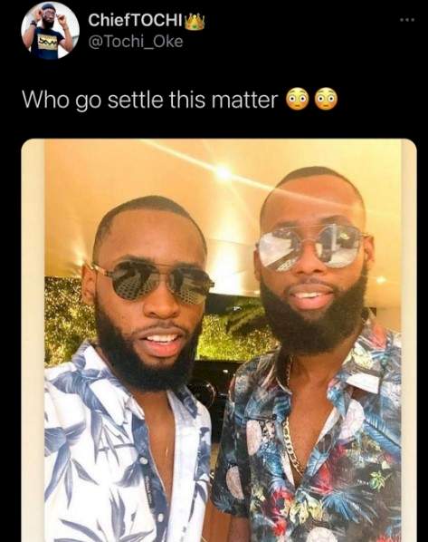 'He sent his brother' - Reactions as Tochi shares photo of himself with Emmanuel