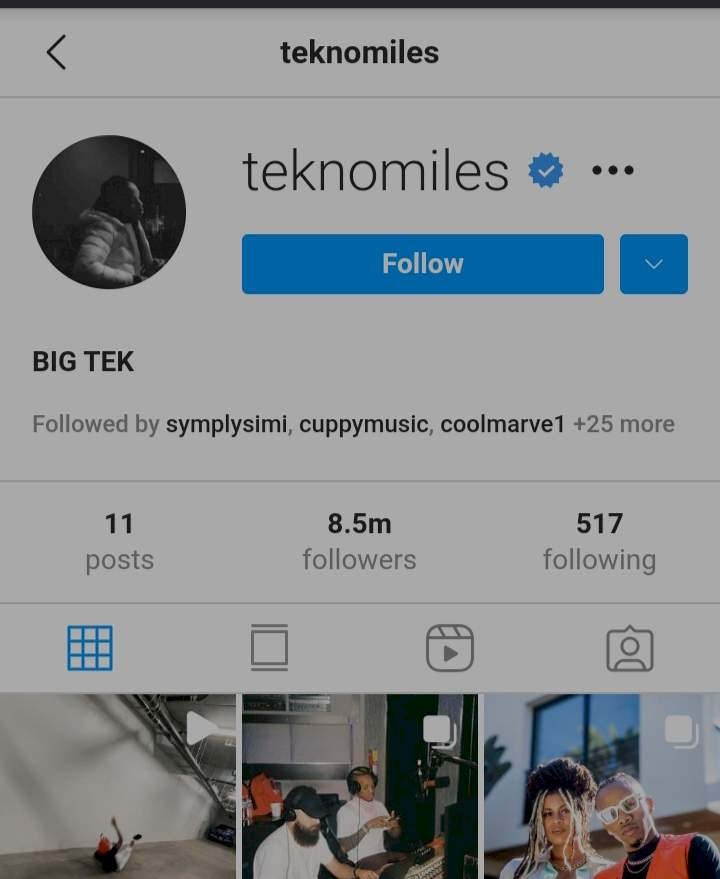 After Wizkid, Tekno changes name to Big Tek; Nigerians react