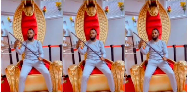 Popular Pastor poses on a cobra throne (video)