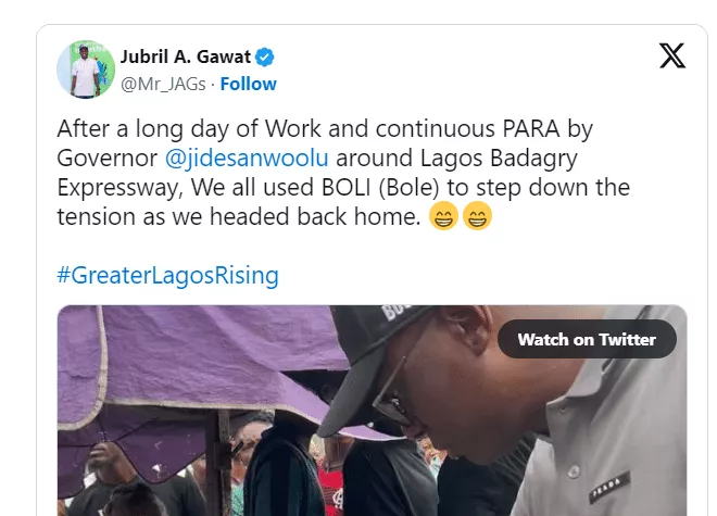 Gov. Sanwo-Olu spotted buying 'Boli' along Lagos-Ibadan expressway; Netizens React(Video)