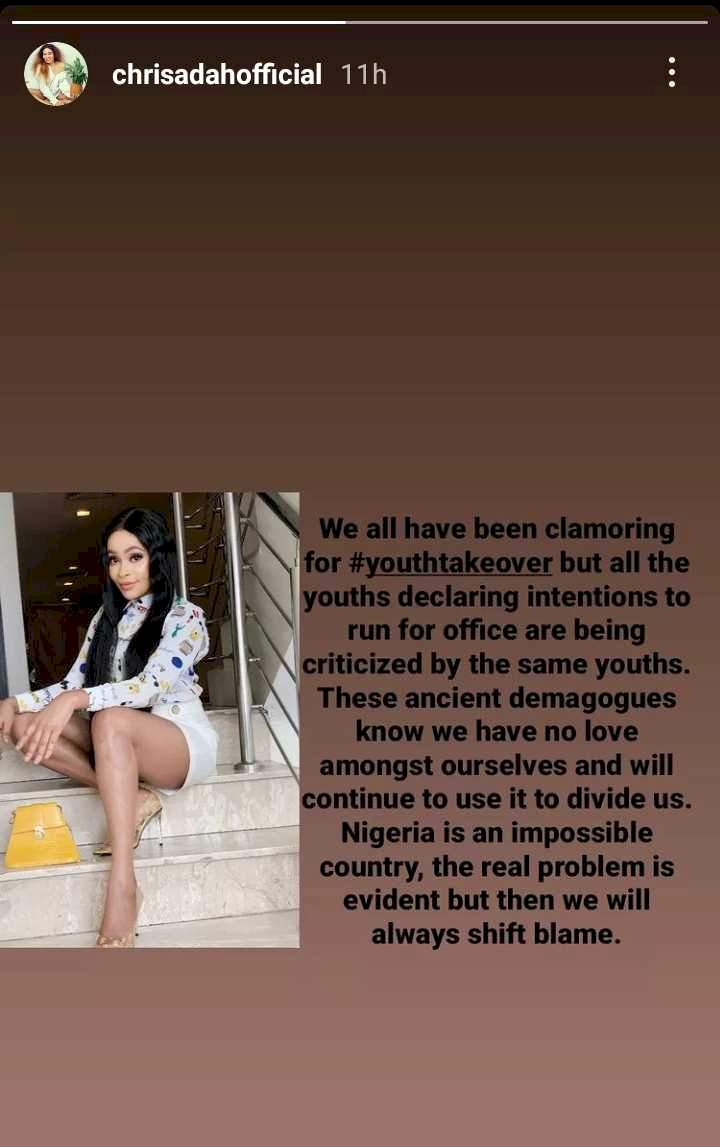 Nigeria is an impossible country; no love amongst youths - Chris Adah