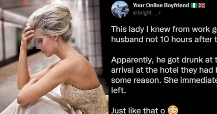Bride dumps groom in less than 10 hours after wedding because he got drunk and hit her