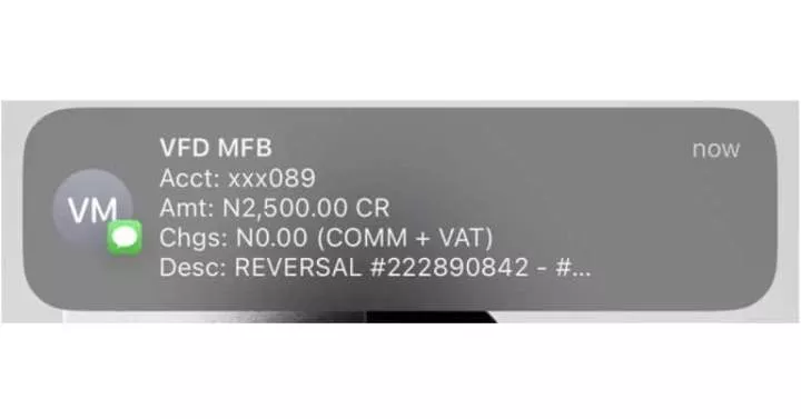 Man rejoices as bank reverses N2,500 he sent to lady who didn't appreciate it