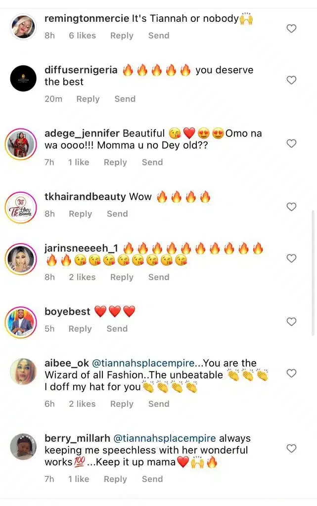 'A masterpiece' - Iyabo Ojo praised over outfit with '150' photos of her and family on it