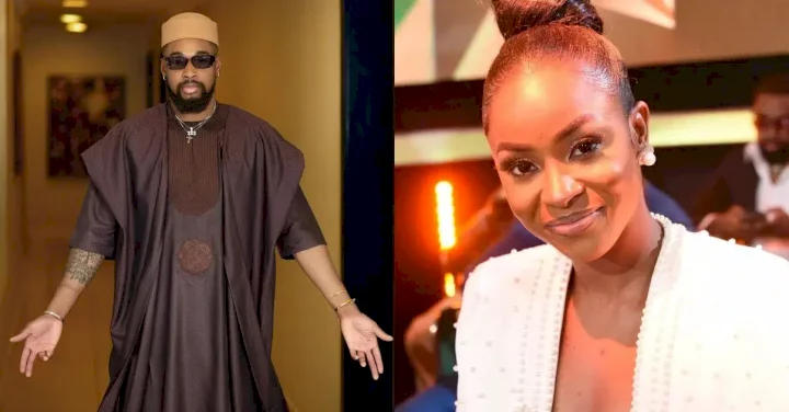 'E don cast' - Reactions, as Sheggz and Bella ignore each other at award presentation ceremony (Video)